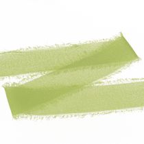 Artikel Chiffongband grönt tygband med fransar ljus oliv 40mm 15m