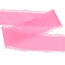 Artikel Chiffongband rosa neon tygband med fransar 40mm 15m