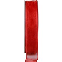 Artikel Chiffongband organzaband dekorativt band organza röd 25mm 20m