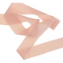 Artikel Chiffongband rosa tygband med fransar 40mm 15m