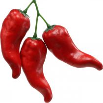 Röd chilipeppar deco food dummy 9cm 3st på gren