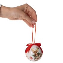 Artikel Julkula med hjortmotiv och band för upphängning, 7 cm, 4 stycken