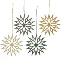 Artikel Julgranspynt trä snöflinga dekoration grön 10cm 12 st
