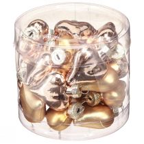 Artikel Juldekorationer, julgransprydnader, gyllene hjärtan, 3 cm, 24 stycken