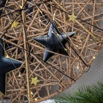 Julgransdekorationer dekorativ stjärnmetall svart guld Ø11cm 4st