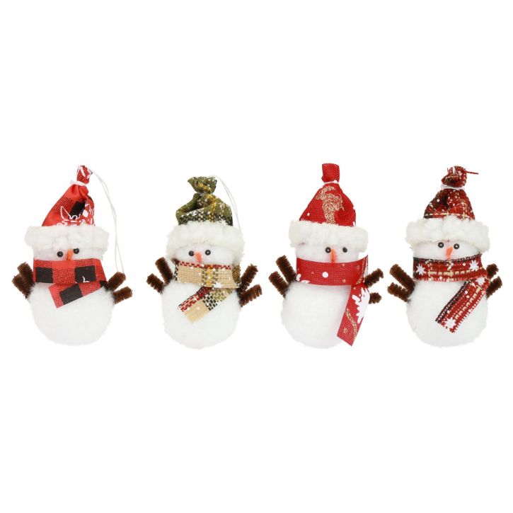 Julgransdekorationer snögubbe med hatt H9cm 4st