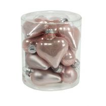 Artikel Mini glashjärtan rosa 4cm 12 st