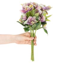 Artikel Konstgjord julrosbukett med lila blommor, 35 cm, 6 st