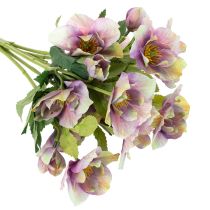 Artikel Konstgjord julrosbukett med lila blommor, 35 cm, 6 st