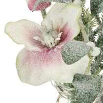 Artikel Konstgjord julros i glas, konstgjorda blommor för upphängning, H22cm