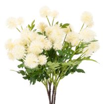 Artikel Konstgjord krysantemumblomma, krämvitt knippe, dekorativ gren, stor 56 cm, 4 stycken