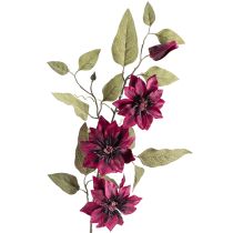 Artikel Klematis konstgjord 3 blommor konstgjorda blommor Bordeaux 81cm 2st
