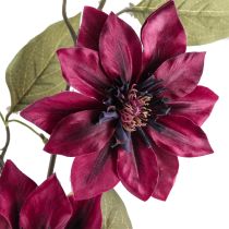 Artikel Klematis konstgjord 3 blommor konstgjorda blommor Bordeaux 81cm 2st