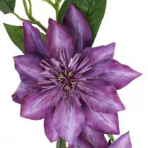 Konstgjord klematis, sidenblomma, dekorativ gren med klematisblommor violett L84cm