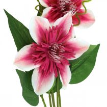 Artikel Klematisgren med 5 blommor, konstgjord blomma, dekorativ gren rosa, vit L84cm