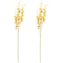 Artikel Konstgjord Cymbidium-orkidé som blomstjälk för elegant dekoration, 95 cm, 2 stycken