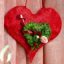 Artikel Sisal hjärta hjärta dekoration med sisal fibrer i rött 40x40cm