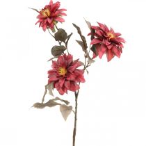 Artikel Konstgjord blomma dahlia röd, sidenblomma höst 72cm Ø9/11cm