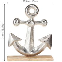 Artikel Dekorativt ankare, metall och trä i naturligt silver, 25,5x5,5x31cm