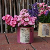 Artikel Vintage plantering dekorativ låda lila metall sommardekoration Ø11cm H10,5cm