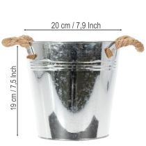Artikel Dekorativ hinkblomkruka i metall med rephandtag Ø20cm