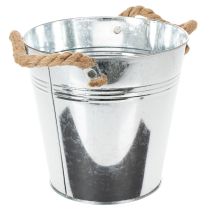 Artikel Dekorativ hinkblomkruka i metall med rephandtag Ø20cm