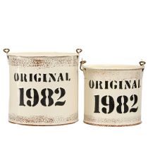 Artikel Dekorativ hink med handtag “Original 1982” Krämfärgad Ø12/10cm 2×2-delat set