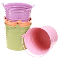 Artikel Dekorativ hink Metall växtkruka Handtag 4 färger Ø11cm 8 st