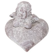Artikel Dekorativ ängel på hjärtfigur gjord av gjuten sten 15×13,5×12 cm