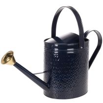Artikel Dekorativ vattenkanna, vintage blå och guldrutig metall, retrodesign för inomhusbruk, trädgård eller balkong, 65 cm
