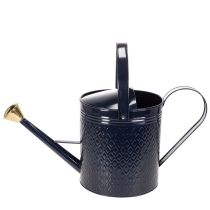 Artikel Dekorativ vattenkanna, vintage blå och guldrutig metall, retrodesign för inomhusbruk, trädgård eller balkong, 65 cm