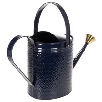Artikel Dekorativ vattenkanna, vintage blå och guldrutig metall, retrodesign för inomhusbruk, trädgård eller balkong, 65 cm