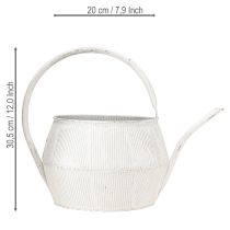 Artikel Dekorativ vattenkanna vit vintage metall räfflad blomkruka 25 cm