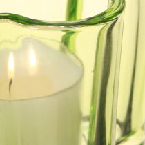 Artikel Dekorativ värmeljushållare i glas blomform grön Ø7,5cm H6cm 6st
