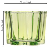 Artikel Dekorativ värmeljushållare i glas blomform grön Ø7,5cm H6cm 6st