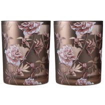 Artikel Dekorativa glaslykta pioner silverbruna H12,5 cm 2 st