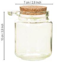 Artikel Dekorativt glas med korklock och sked, grönt, Ø7cm, H10cm, 2 st