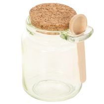 Artikel Dekorativt glas med korklock och sked, grönt, Ø7cm, H10cm, 2 st