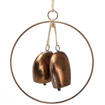 Artikel Dekorativa klockor i ring hängande dekoration julbrons Ø29cm