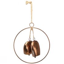 Artikel Traditionella julklockor i bronsutseende, hängande dekoration, dörrklocksring Ø29cm