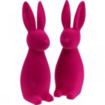 Deco Bunny Deco Easter Bunny Flockad Rosa H29,5cm 2st