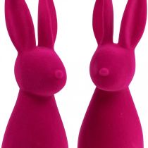 Artikel Dekorativ påskhare, flockad rosa, 29,5 cm hög, 2 stycken