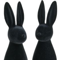 Deco Bunny Deco Easter Bunny Flockad Svart H29,5cm 2st