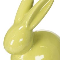 Artikel Dekorativ kanin, gul, grön, brun, modern keramikfigur för påsk, 8,5 cm, 3 delar