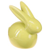 Artikel Dekorativ kanin, gul, grön, brun, modern keramikfigur för påsk, 8,5 cm, 3 delar