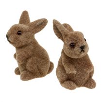Artikel Dekorativ kanin 9,5 cm flockad brun 12st