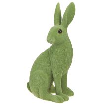 Artikel Dekorativ kanin sittande figur Påskharen flockad grön 12×9×25cm