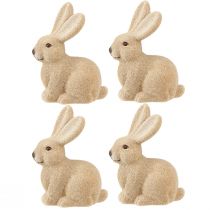 Artikel Dekorativa sittande påskkaniner Brun – 2:a val – Flockad H15cm 4 st