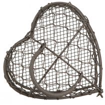 Artikel Dekorativt hjärta av tråd för fyllning, vintagegrå, 14 x 13,5 cm
