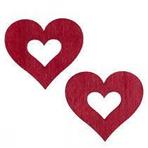 Dekorativa hjärtan scatter dekoration trähjärtan röd Ø2cm 144p